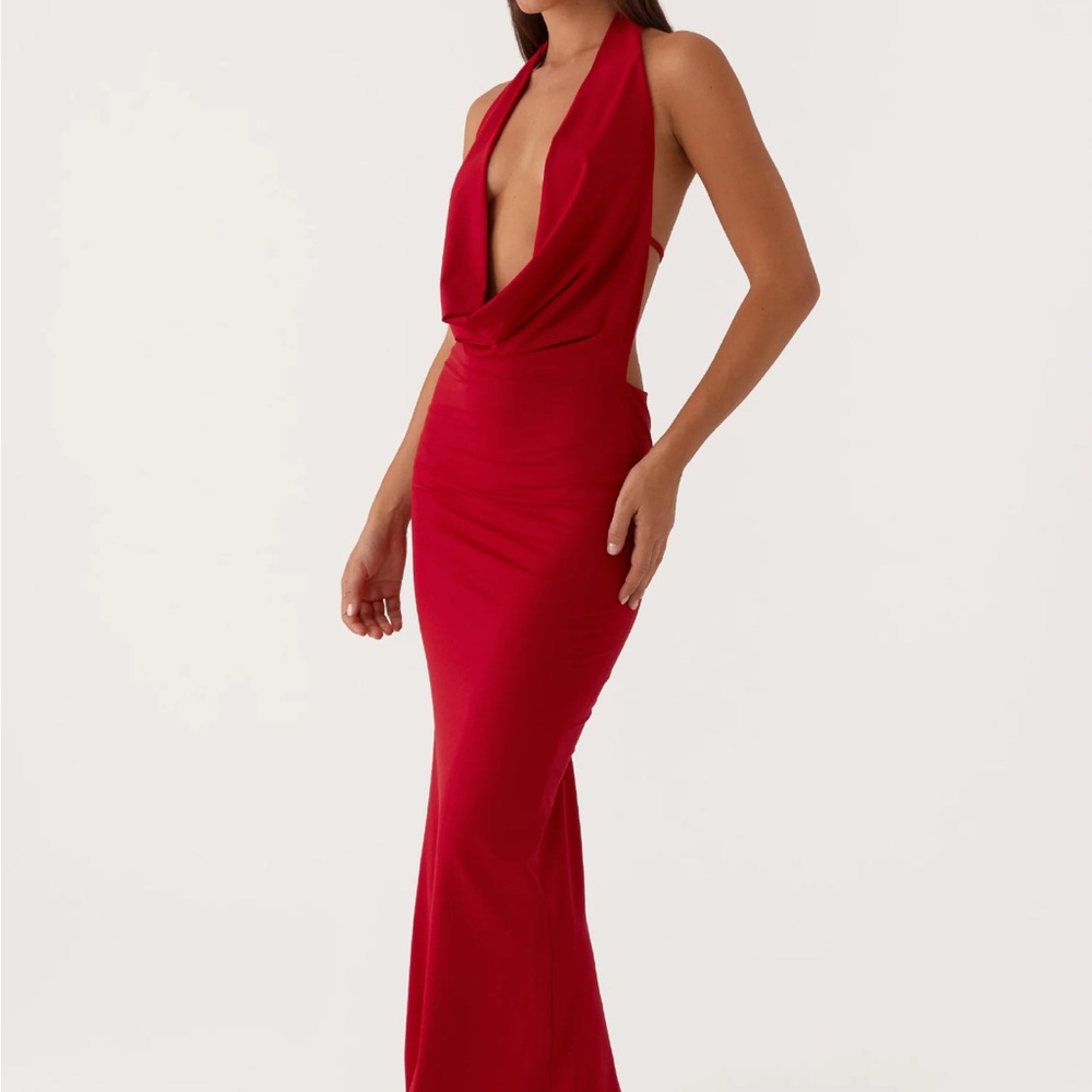Peppermayo Bold Red Backless Maxi Dress US 4 NWT